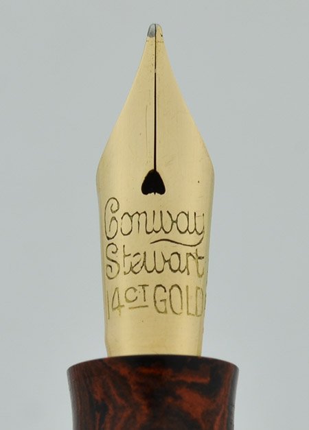 Conway Stewart 458M Fountain Pen - 1930s, Red Mottled Hard Rubber